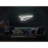 Papierflieger Leuchtreklame, Papierflieger Wanddekor, Papierflieger Wandkunst, Flugzeug Leuchtreklame, Neonschild Schlafzimmer von KudetaStore