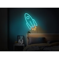 Rakete Neon Schild, Rakete Licht, Rakete Led Leuchtschild, Rakete Wand Dekor, Led Schild, Neon Leuchtschild Für von KudetaStore