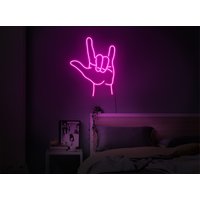 Rock & Roll Neon Schild, Rock Led Leuchtschild, Rockstar Hand Schild, Musik Schild von KudetaStore