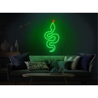 Schlangen Neon Schild, Schlangen Led Leuchtschild, Schlangen Wandkunst, Schlangen Wand Dekor, Grünes Schild Dekor, Led Wandkunst von KudetaStore