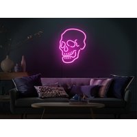 Totenkopf Neon Schild, Skull Led Zeichen, Skull Neonlicht, Skull Wanddekor, Skull Wandkunst, Neon Schild Schlafzimmer, Led Schild, Neon Wanddekor von KudetaStore