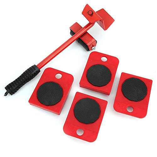 Kudoo Möbel Transportroller Set - Stabile Transporthilfe & Möbelheber - 4 Rollen, Rot, 600 lbs Tragfähigkeit, Klappbar von Kudoo