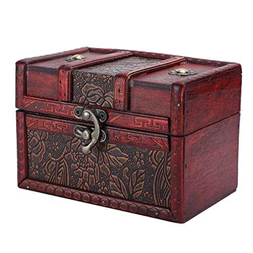 Kudoo Schatztruhe aus Holz mit Schloss Vintage Holztruhe Schatzkiste Aufbewahrungsbox Holz Geschenkbox Groß für Hochzeit und Geburtstag(3#) von Kudoo