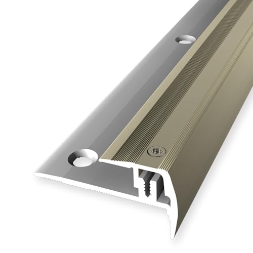 Küberit | Treppenkantenprofil 320 Euro - Step Champion | Breite: 23 mm | Höhenausgleich: 7-16 mm | Länge: 2700 mm | Aluminiumprofil | Sand von Küberit