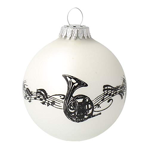 Weihnachtskugel Glas Verschiedene Instrumente - schönes Geschenk für Musiker (weiß, Horn) von KÜBLER Workwear