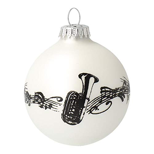 Weihnachtskugel Glas Verschiedene Instrumente - schönes Geschenk für Musiker (weiß, Tuba) von KÜBLER Workwear