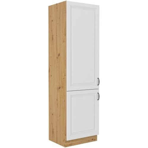 Küchen Hochschrank 60 cm Stilo Weiss + Eiche Artisan Küchenzeile Küchenblock von Kuechen-preisbombe