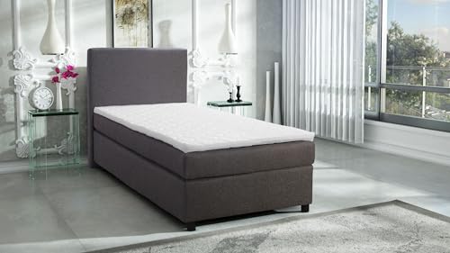 Kuechen-preisbombe Boxspringbett Hotelbett 90x200 Bonellfederkern Bett mit Topper Paxos II grau von Kuechen-preisbombe