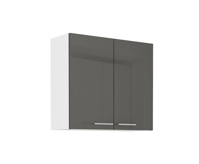 Küchen-Preisbombe Hängeschrank 80 cm Küche Lara Grau Hochglanz + Weiss matt Küchenzeile Küchenblock von Küchen-Preisbombe