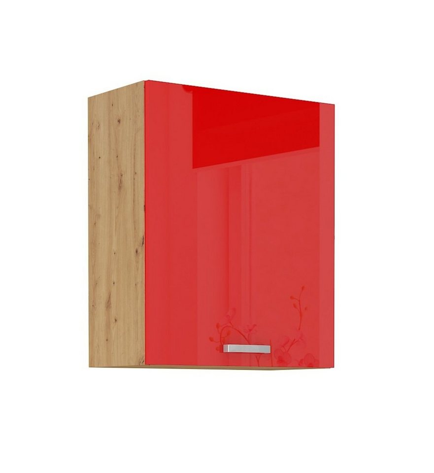 Küchen-Preisbombe Hängeschrank 60 cm Eiche Artisan + Rot Hochglanz Küchenzeile Küchenblock Küche von Küchen-Preisbombe