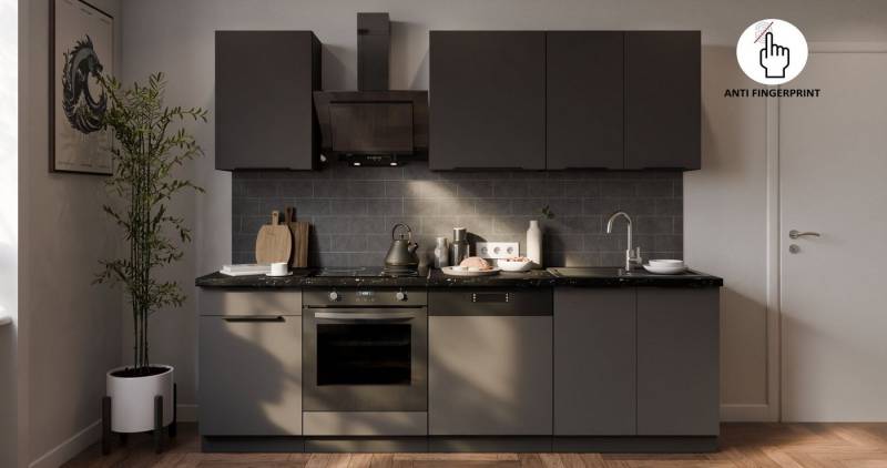 Küchen-Preisbombe Küchenzeile ARIA K-BL Basic 250 cm Anti Fingerprint Küchenblock Küche Einbauküche Küchen-Preisbombe Küchenzeile ARIA K-BL Basic 250 cm Anti Fingerprint Küchenblock Küche Einbauküche von Küchen-Preisbombe