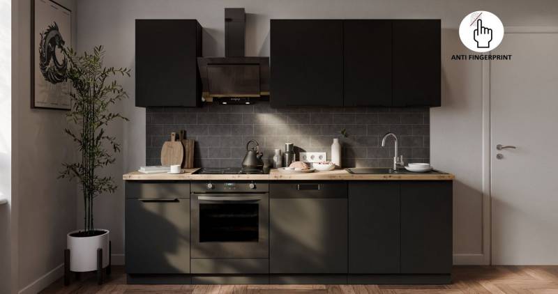 Küchen-Preisbombe Küchenzeile ARIA K-BL Basic 250 cm Anti Fingerprint Küchenblock Küche Einbauküche Küchen-Preisbombe Küchenzeile ARIA K-BL Basic 250 cm Anti Fingerprint Küchenblock Küche Einbauküche von Küchen-Preisbombe