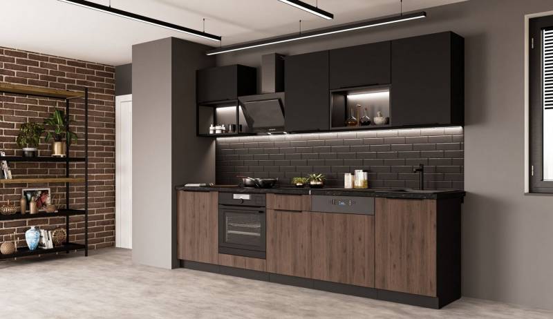 Küchen-Preisbombe Küchenzeile MONZA + SIENA BASIC LOFT 280 Küchenblock Küche Nussbaum Schwarz matt Küchen-Preisbombe Küchenzeile MONZA + SIENA BASIC LOFT 280 Küchenblock Küche Nussbaum Schwarz matt von Küchen-Preisbombe