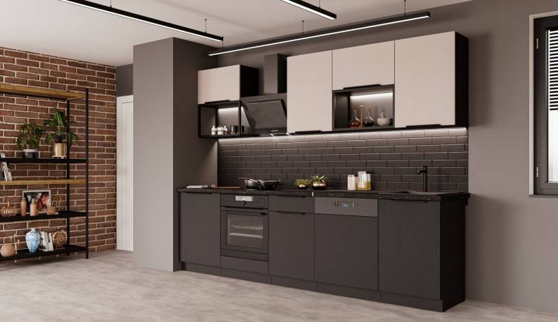 Küchen-Preisbombe Küchenzeile SIENA + ARONA BASIC LOFT 280 Küchenblock Küche Kaschmir Schwarz matt Küchen-Preisbombe Küchenzeile SIENA + ARONA BASIC LOFT 280 Küchenblock Küche Kaschmir Schwarz matt von Küchen-Preisbombe