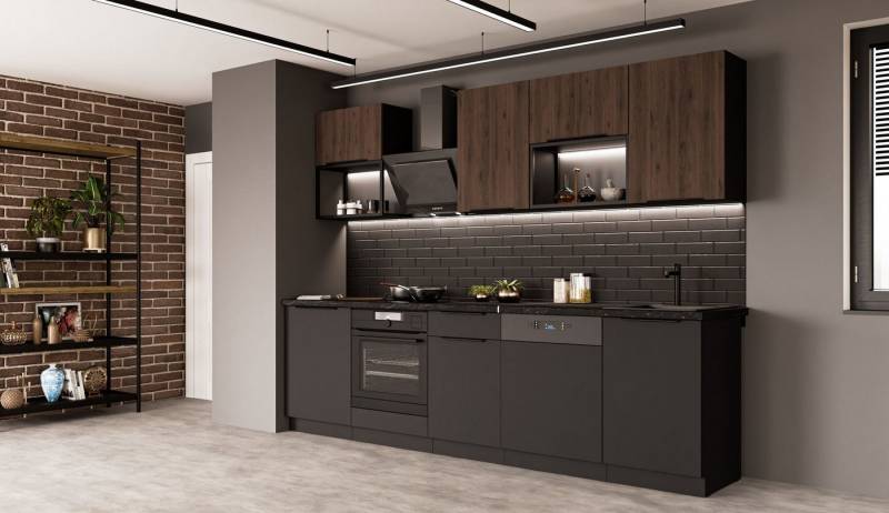 Küchen-Preisbombe Küchenzeile SIENA + MONZA BASIC LOFT 280 Küchenblock Küche Nussbaum Schwarz matt Küchen-Preisbombe Küchenzeile SIENA + MONZA BASIC LOFT 280 Küchenblock Küche Nussbaum Schwarz matt von Küchen-Preisbombe