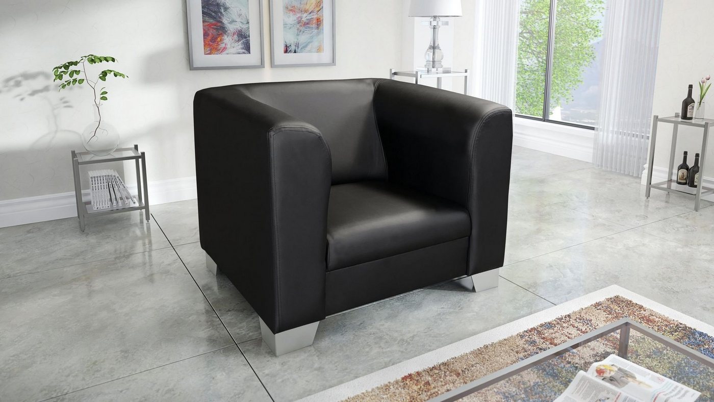 Küchen-Preisbombe Sessel Edler Loungesessel Chicago Kunstleder Schwarz Couch Polstersofa von Küchen-Preisbombe