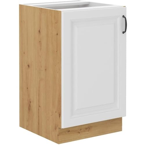 Spülenschrank 50 cm Stilo Weiß + Eiche Artisan Küchenzeile Küchenblock Küche von Kuechen-preisbombe