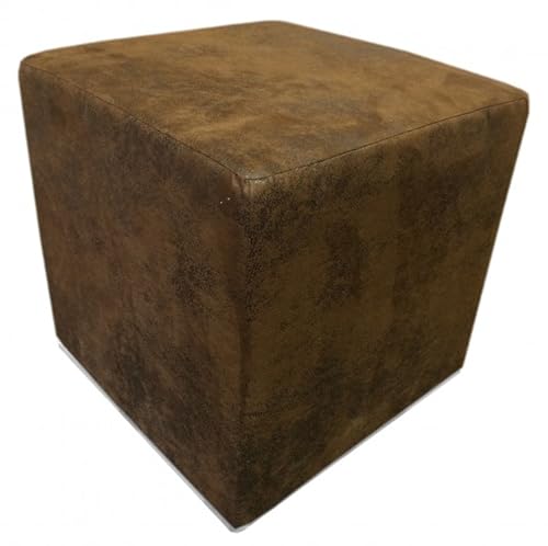 Kubus I Sitzwürfel Hocker Kunstleder Sitzhocker 45x45x45 cm Wildlederoptik braun von Kuechen-preisbombe