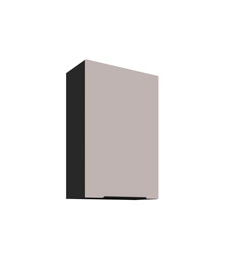 Küchen Hängeschrank 60 cm Küche Arona Kaschmir beige matt + Schwarz matt Küchenzeile Küchenblock Küche Einbauküche von Kuechen-preisbombe