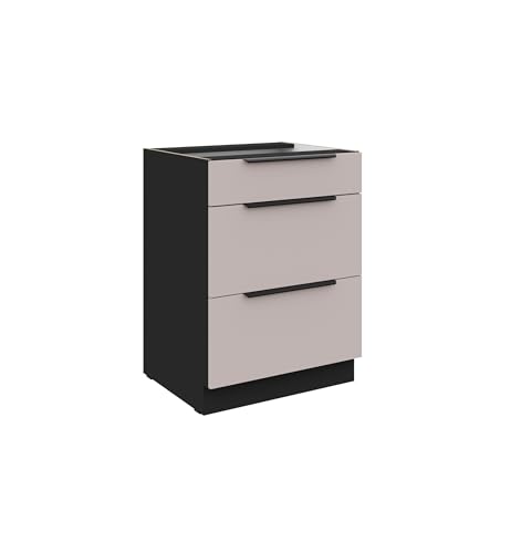 Küchen Unterschrank 60 cm Küche Arona Kaschmir beige matt + Schwarz matt Soft-Close Küchenzeile Küchenblock Küchen Unterschrank 60 cm Küche Arona Kaschmir beige matt + Schwarz matt Soft-Close Küchenzeile Küchenblock von Kuechen-preisbombe