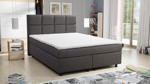 Kuechen-preisbombe Boxspringbett 140x200 Hotelbett Bonellfederkern Bett Topper Paxos 2 Tablet Grau von Kuechen-preisbombe