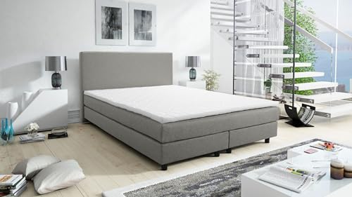 Kuechen-preisbombe Boxspringbett Boxbett Glenn 1 Hotelbett 140x200 Bonellfederkern Bett Topper hellgrau von Kuechen-preisbombe