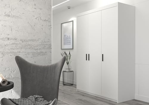 Kuechen-preisbombe Elena 3-türig Kleiderschrank Drehtürenschrank Wäscheschrank Schrank Weiss matt von Kuechen-preisbombe