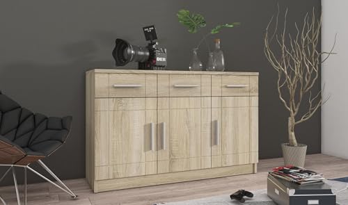 Kuechen-preisbombe Kommode Sideboard Paris 3F-3S Wohnwand Wohnzimmer Anbauwand Sonoma Eiche von Kuechen-preisbombe