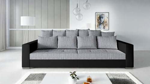 Kuechen-preisbombe Modernes Big Sofa Wohnlandschaft Sofa Couch Jumbo 2 Schwarz - Hellgrau von Kuechen-preisbombe