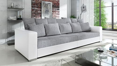 Kuechen-preisbombe Modernes Big Sofa Wohnlandschaft Sofa Couch Jumbo XXL 1 - Weiß - Hellgrau von Kuechen-preisbombe