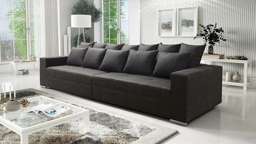 Kuechen-preisbombe Modernes Big Sofa Wohnlandschaft Sofa Couch Jumbo XXL 4 - Grau Leder Imitation von Kuechen-preisbombe