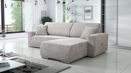 Kuechen-preisbombe Sofa Couch Ecksofa Eckcouch Wohnlandschaft Schlaffunktion Lincoln Cord Bezug von Kuechen-preisbombe