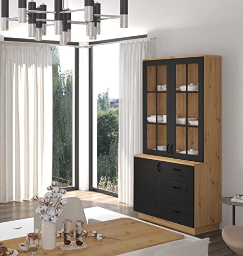 Küchenbuffet Stilo 100 cm Esszimmer Landhaus Grau Eiche Artisan Buffet Küche von Kuechen-preisbombe