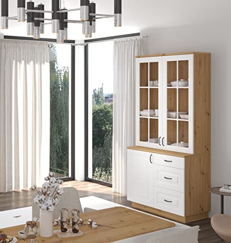 Küchenbuffet Stilo 100 cm Esszimmer Landhaus Weiss Eiche Artisan Buffet Küche von Kuechen-preisbombe