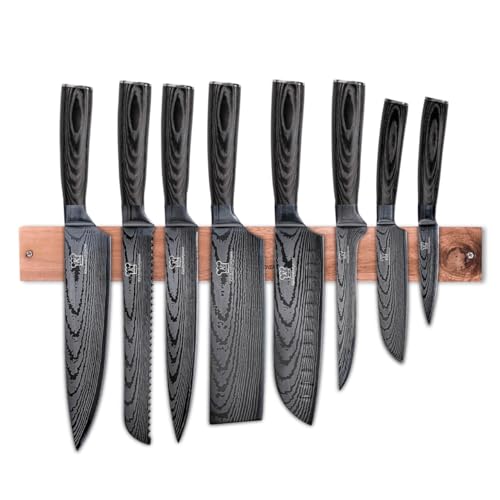 KÜCHENKOMPANE – Edelstahl Messerset Kurai mit magnet. Messerleiste als Messerblock | 4-teiliges Küchenmesser Set im Damast Design | Kochmesser mit ergonomischen Epoxid-Griff | Designed in Germany KÜCHENKOMPANE – Edelstahl Messerset Kurai mit magnet. Messerleiste als Messerblock | 4-teiliges Küchenmesser Set im Damast Design | Kochmesser mit ergonomischen Epoxid-Griff | Designed in Germany von Küchenkompane