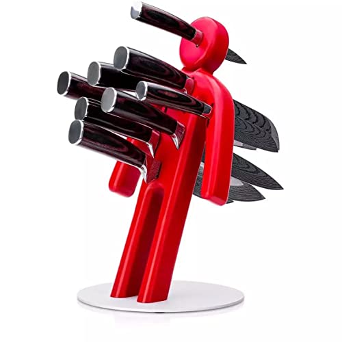 KÜCHENKOMPANE – Professionelles Edelstahl Messerset mit unserem Messer Butler (Rot) als Messerblock | 8-teiliges Küchenmesser Set | Kochmesser mit ergonomischen Pakkaholzgriff | Made in Germany von Küchenkompane