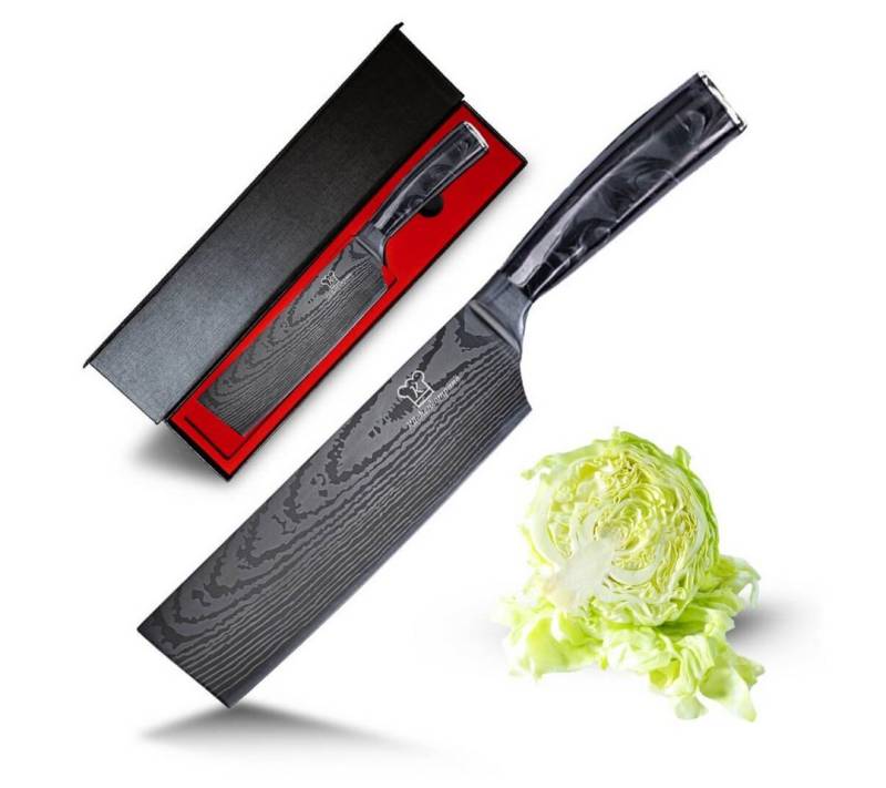 Küchenkompane Asiamesser Kuro Nakiri - Messer aus gehärteter Edelstahl - Rasiermesser scharf. von Küchenkompane