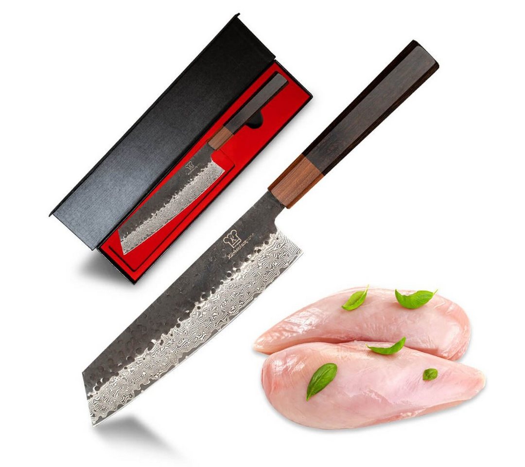 Küchenkompane Fleischmesser Santoku Küchenmesser 67 Lagen Damast Stahl Japanischer VG10 Stahlkern von Küchenkompane