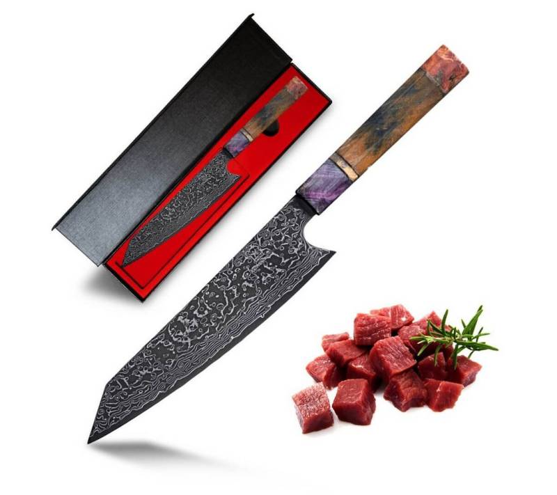 Küchenkompane Fleischmesser Damast Gyuto Küchenmesser aus 67 Lagen Damaszener von Küchenkompane