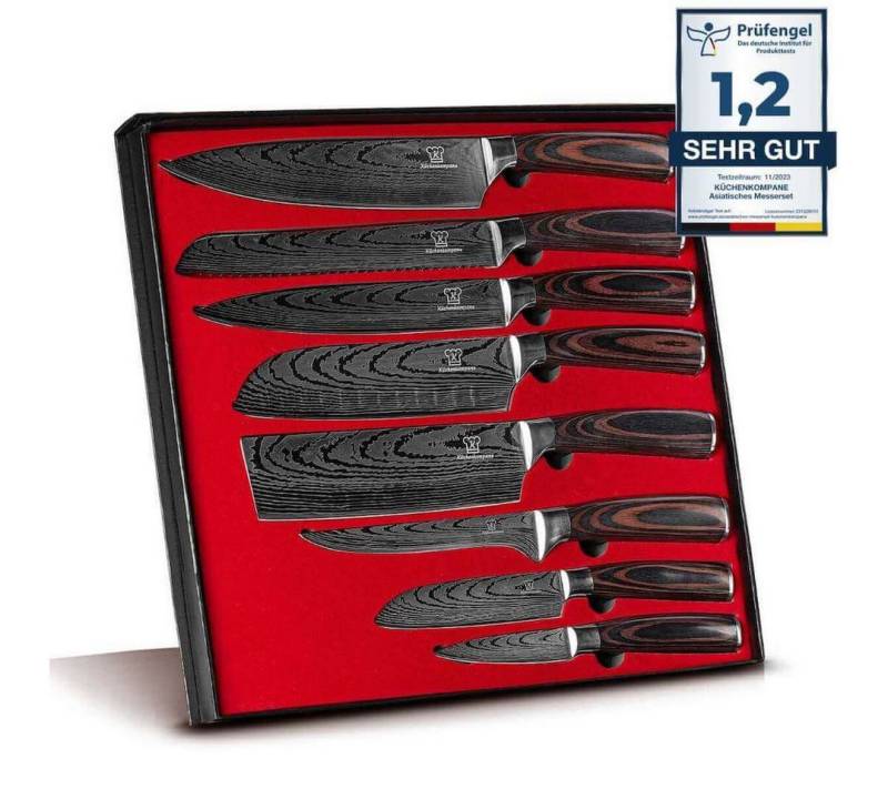 Küchenkompane Messer-Set Asiatisches Edelstahl Messerset - 8-teiliges Küchenmesser Set (8-tlg) von Küchenkompane