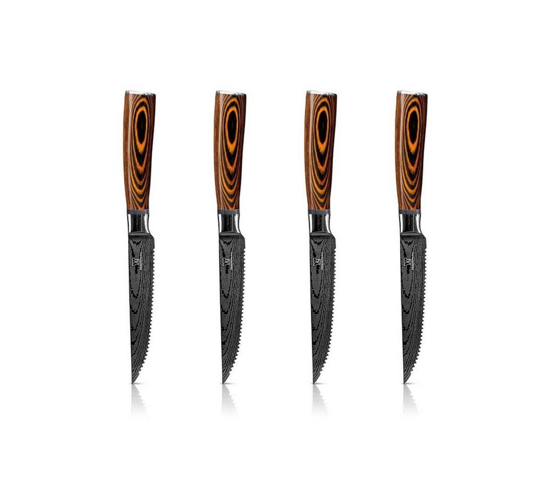 Küchenkompane Messer-Set Steak-Messerset - Steakmesserset 4-teilig - Handgeschärfte Klingen von Küchenkompane
