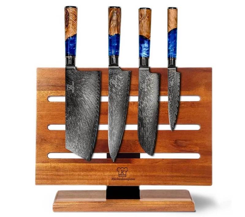 Küchenkompane Messer-Set Damast Messer Kombipaket mit magnetischem Messerblock - 5-teilig (2-tlg) von Küchenkompane