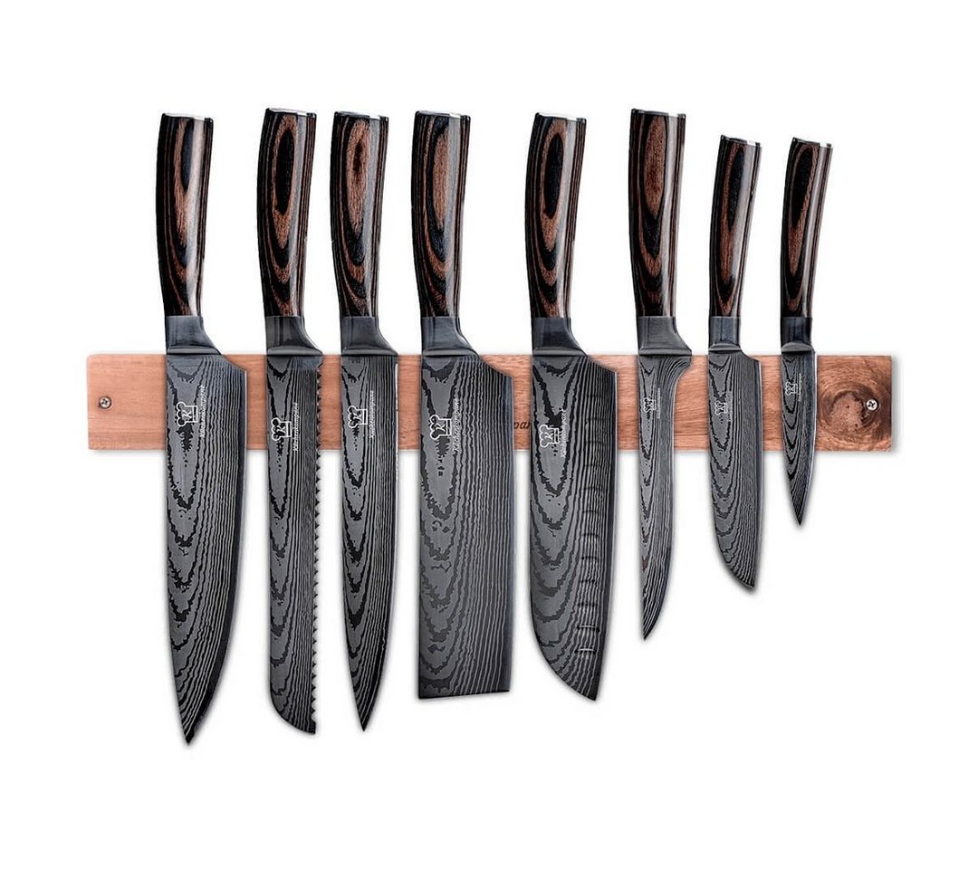 Küchenkompane Messer-Set Messerset asiatisch mit magnetischer Holzleiste - Küchenmesser Bundle (2-tlg) von Küchenkompane