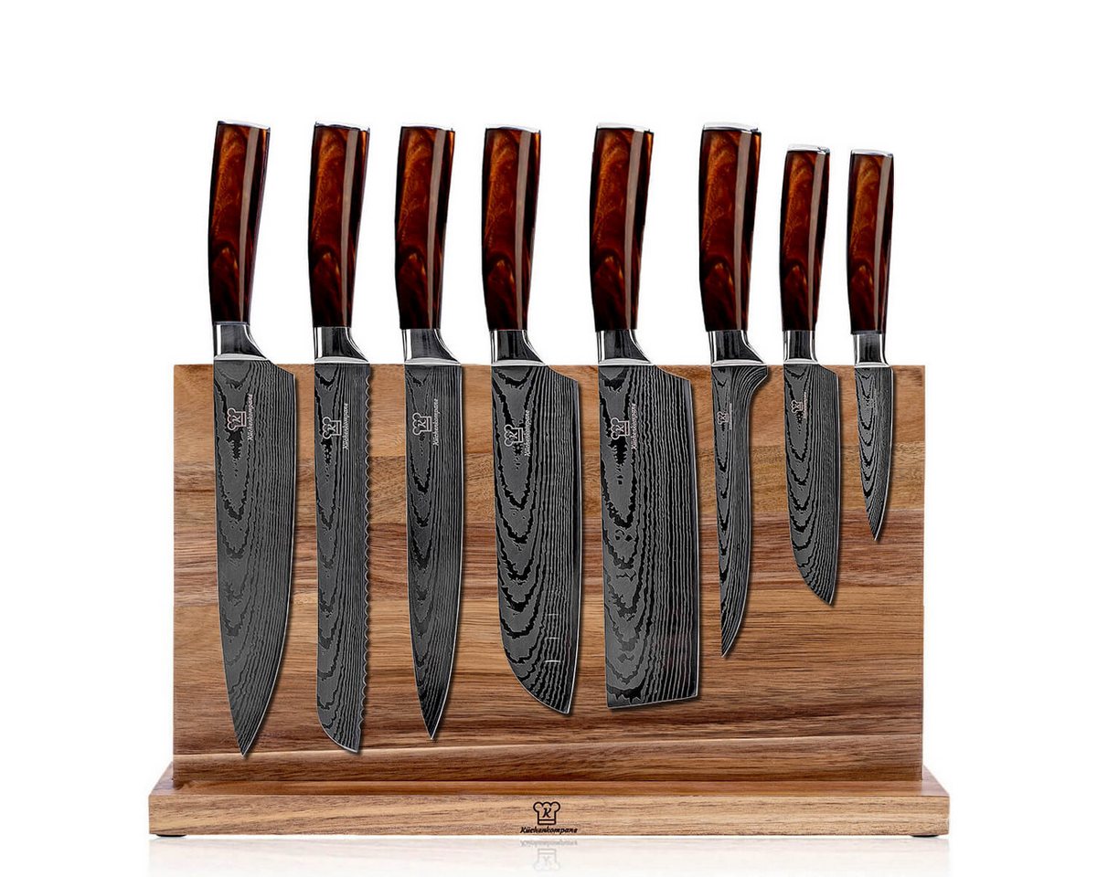 Küchenkompane Messer-Set Messerset mit magnetischem Messerblock - 8-teiliges Küchenmesser Set (2-tlg) von Küchenkompane