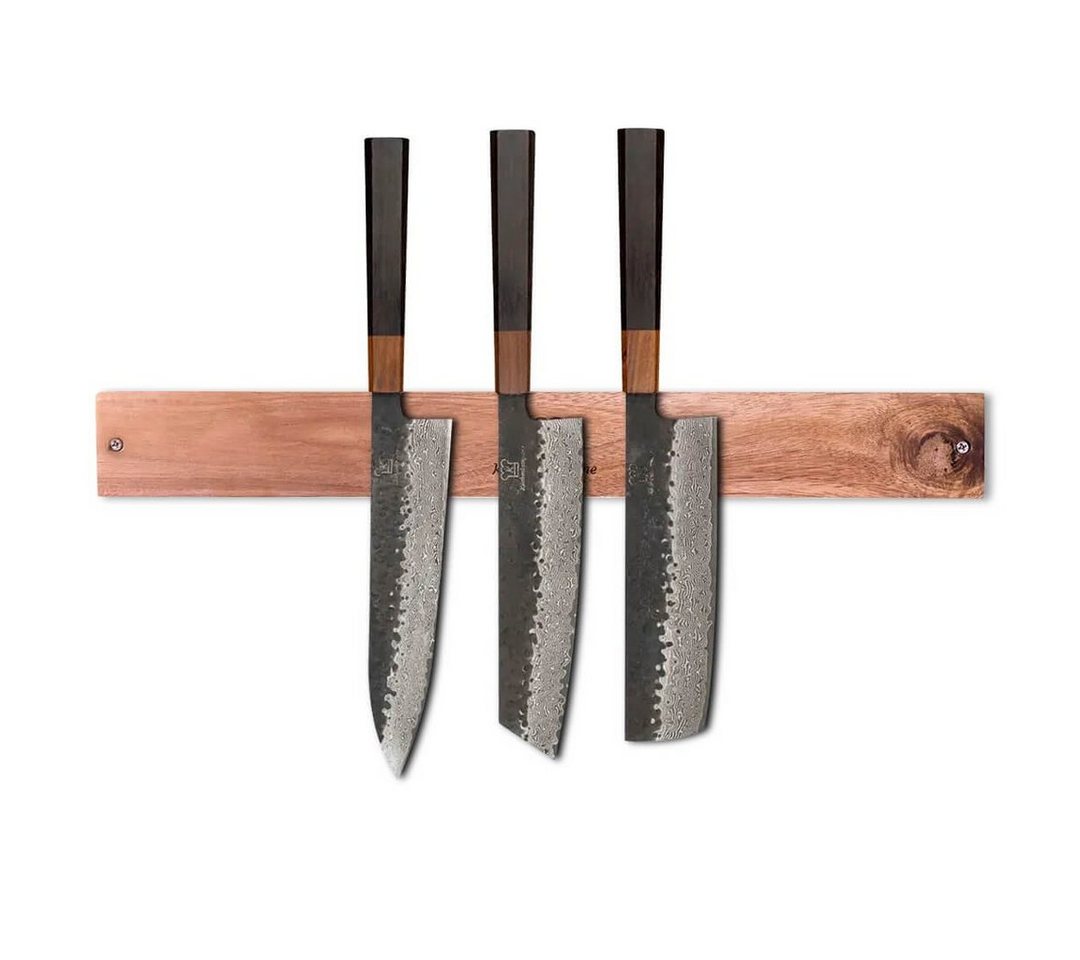 Küchenkompane Messer-Set Shikku Damast Messerset mit magnetischer Holzleiste - Küchenmesser Set (2-tlg) von Küchenkompane