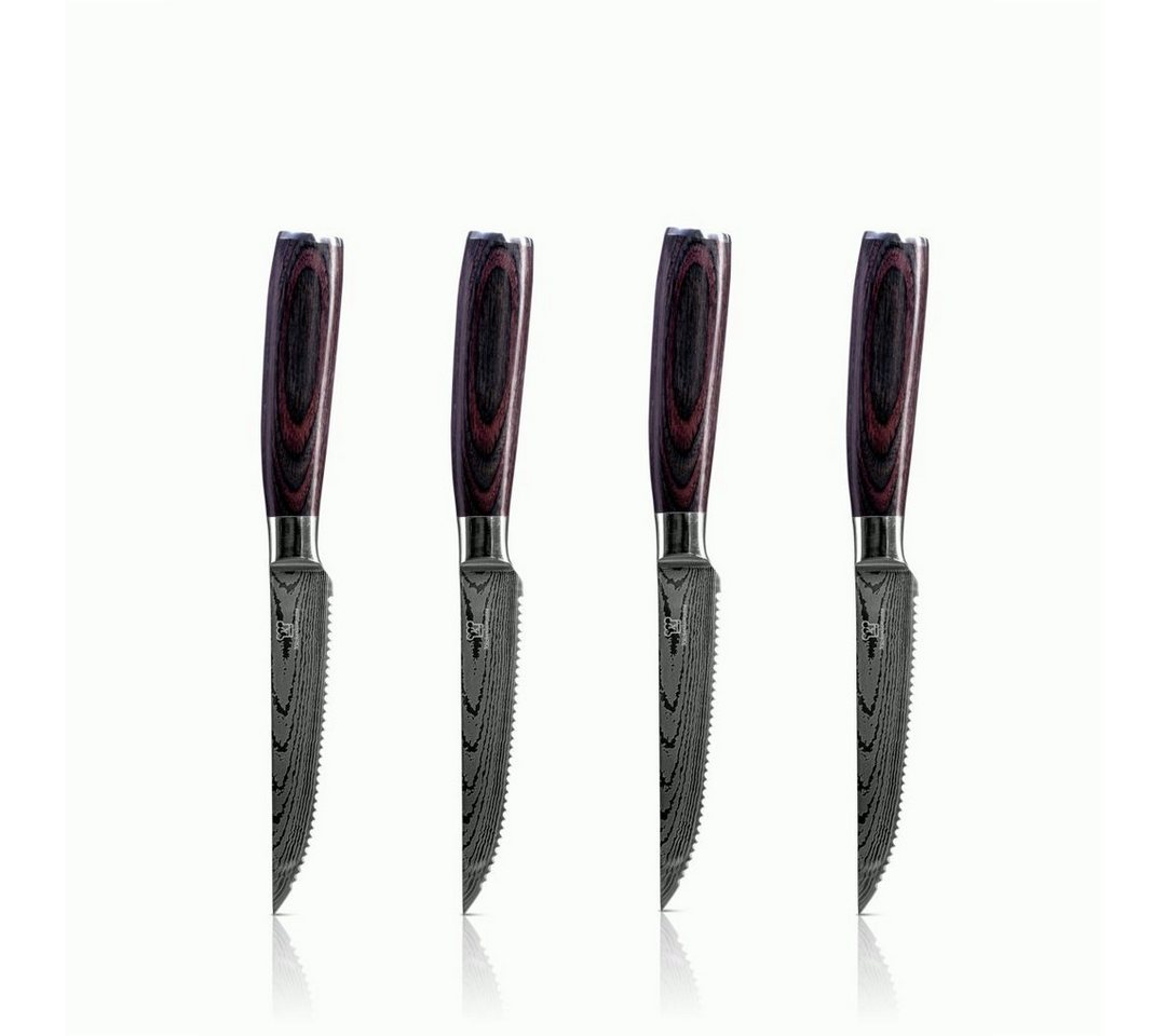 Küchenkompane Messer-Set Steak-Messerset Premium - handgeschmiedete Steak Messer (4-tlg) von Küchenkompane