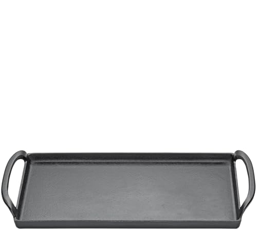 KÜCHENPROFI PROVENCE Plancha-Grillplatte, 38 cm, Schwarz, Gusseisen mit robuster Emaille, geeignet für alle Herdarten einschließlich Induktion, multifunktional für Backen, Grillen & Servieren von Küchenprofi