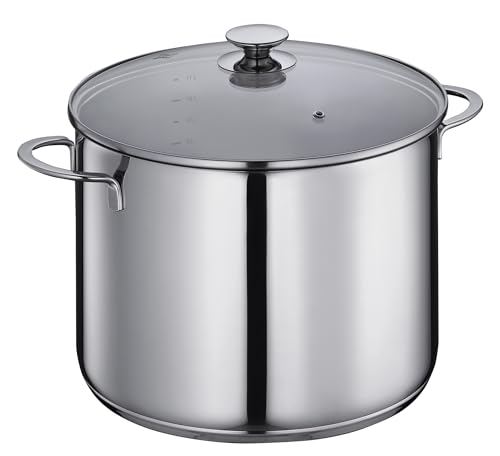 KÜCHENPROFI Suppentopf CAPRI, Ø 28 cm, Edelstahl, 12L, mit Innenskala und Sicherheitsglas-Deckel mit Dampfloch, starker Mehrschichtboden, ideal für große Portionen und energiesparendes Sichtgaren von Küchenprofi