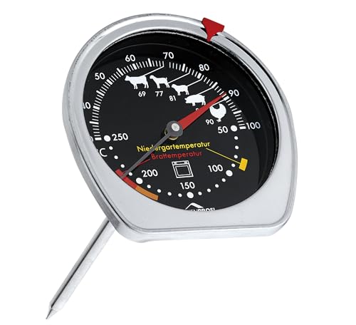 Küchenprofi Braten-/ Ofenthermometer, Kombi-Thermometer Ofen/Gartemperatur gleichzeitig, Gar Temperatur Anzeige für verschiedene Fleischsorten, Messfühler 11,5 cm, Edelstahl rostfrei von Küchenprofi