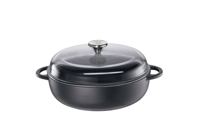 Küchenprofi Bratpfanne Provence Bauernpfanne mit Glasdeckel Schwarz 24 cm, Gusseisen von Küchenprofi